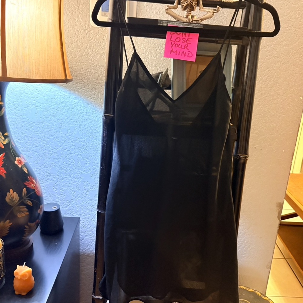 Vintage Josie Sexy Sheer Black Nightie Size Medium V Drop Back